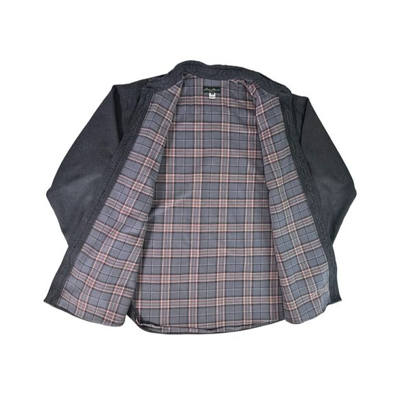 EDDIE BAUER Denim Shacket w Plaid Flannel Interior Lining Mens Size 2XL - Picture 1 of 9